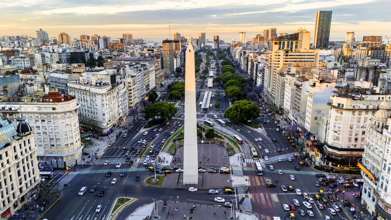 Aerial view of Buenos Aires at dusk