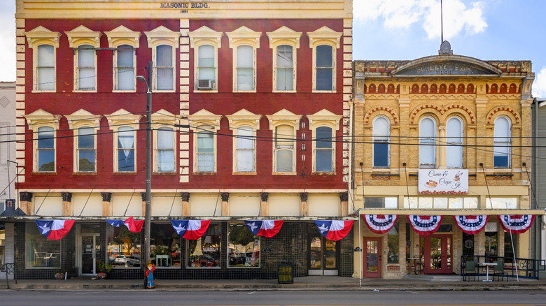 An ornate old building on the main square in Gonzales. Texas, USA