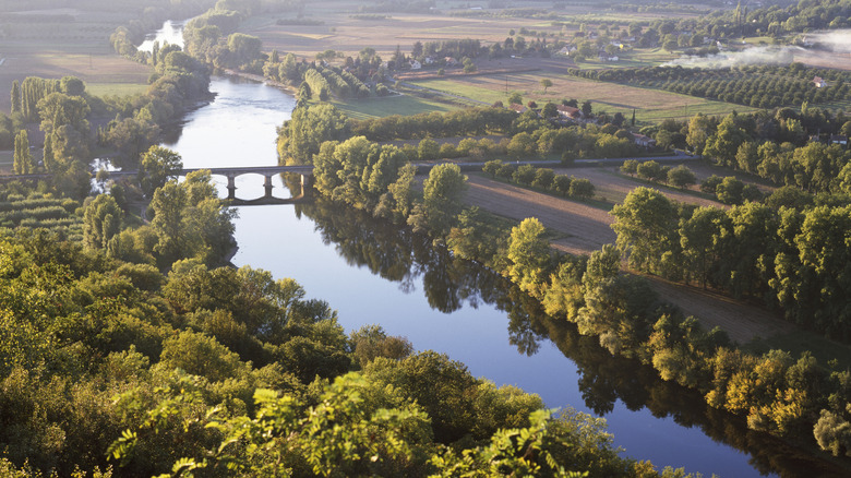 An aerial view of the Dordogne River