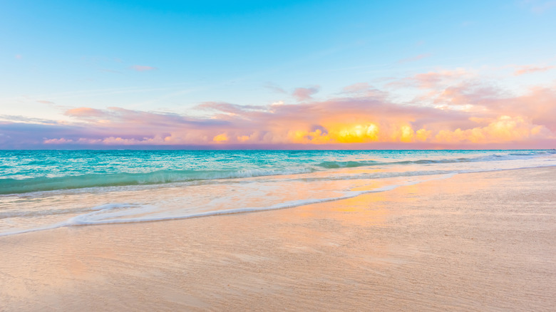 sunset at Grace Bay Beach on Providenciales in the Turks and Caicos